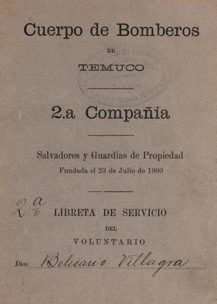 Segunda libreta de servicio de voluntario de Belisario Villagra