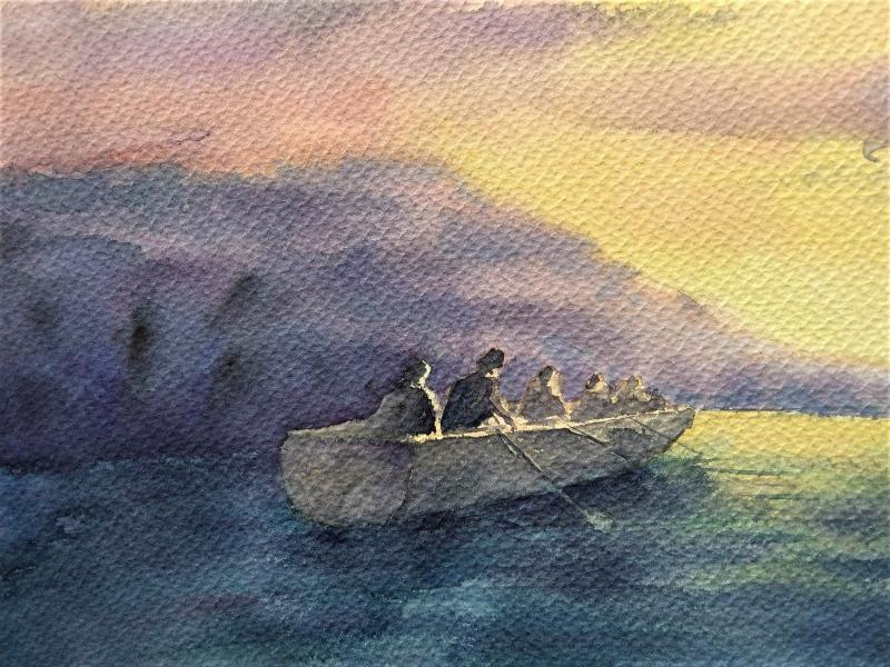 “Por el río al atardecer”